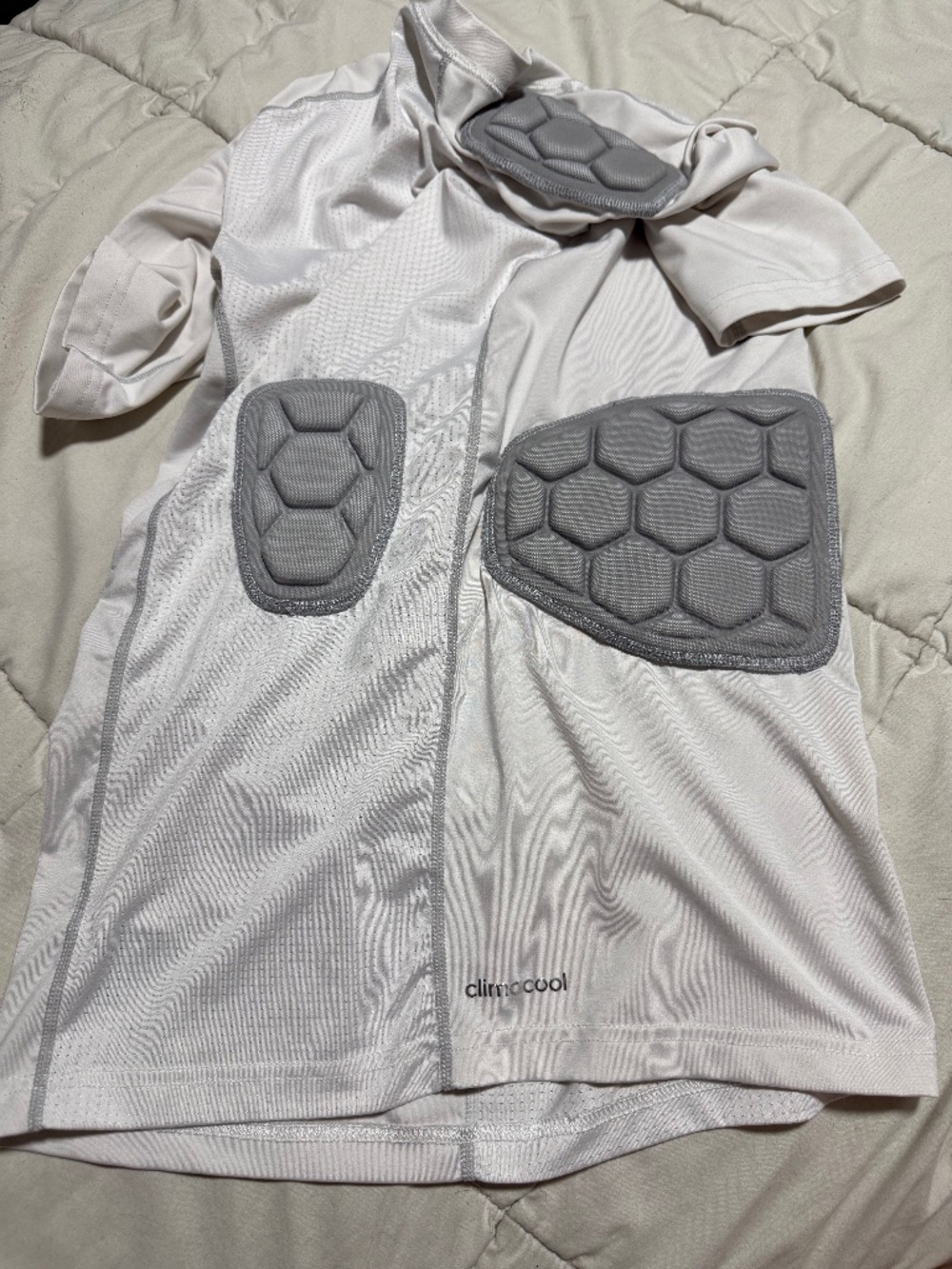 Adidas Football Padded Compression Shirt Shoulder/Rib White/Gray XL